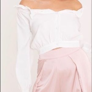 Ivy White Frill Button Front Blouse